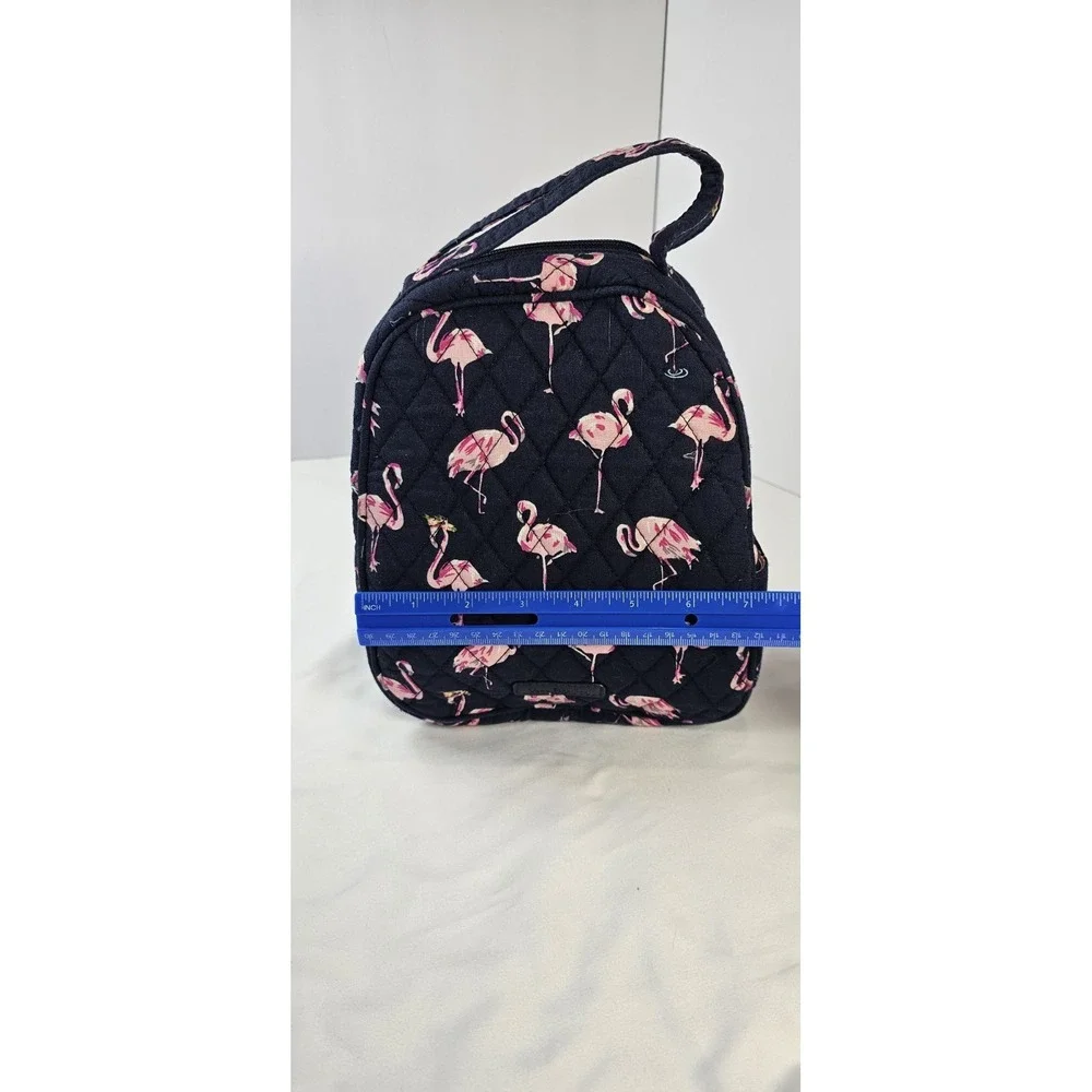 Vera Bradley Lunch Box Navy Blue with Pink Flamingos Handle Side Pocket 10x7x4
